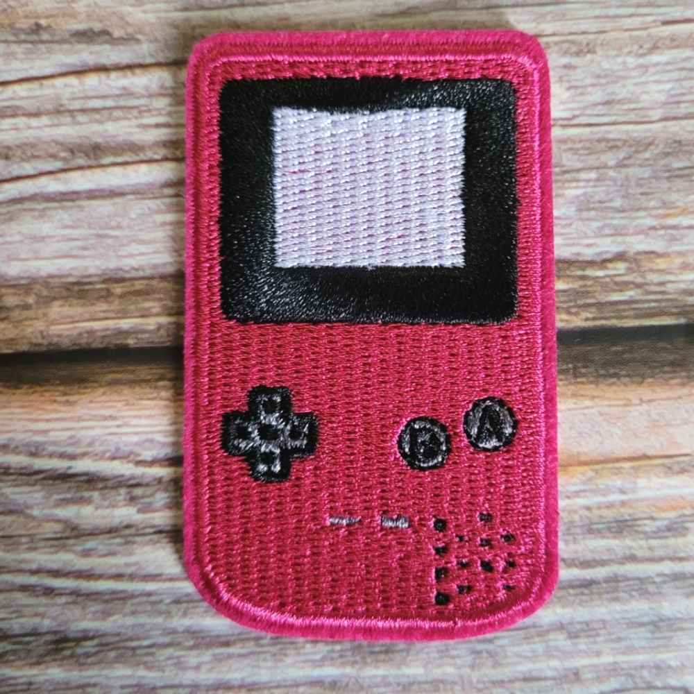Magenta Old School Gameboy Nintendo 90'S Vintage Embroidered Iron on Patch